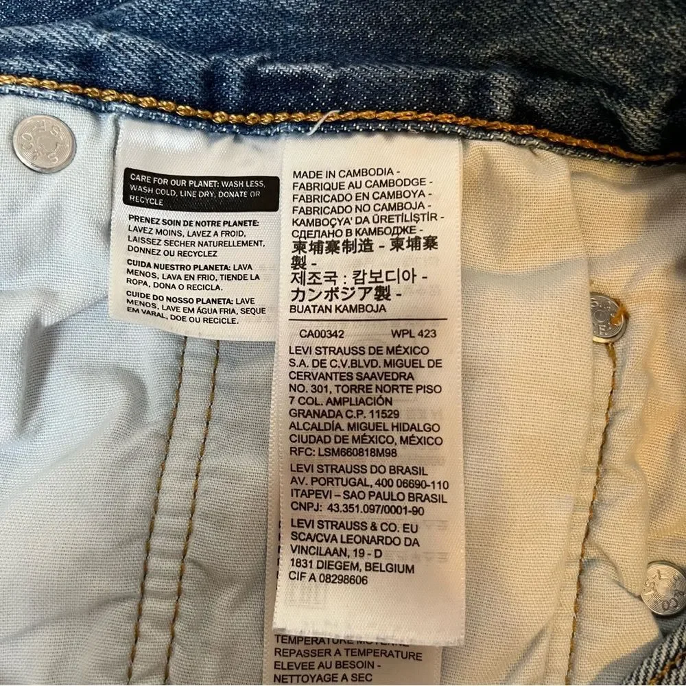 Levi’s 501 Denim Cutoff Shorts 28 Blue Distressed Boho Grunge Button Fly